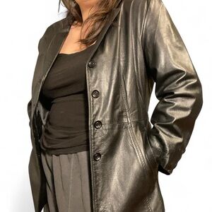 Barneys New York vintage soft Black lambs Leather Jacket